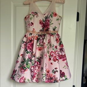 Rare Editions Pink Sleeveless V-Neck A-Line Dress